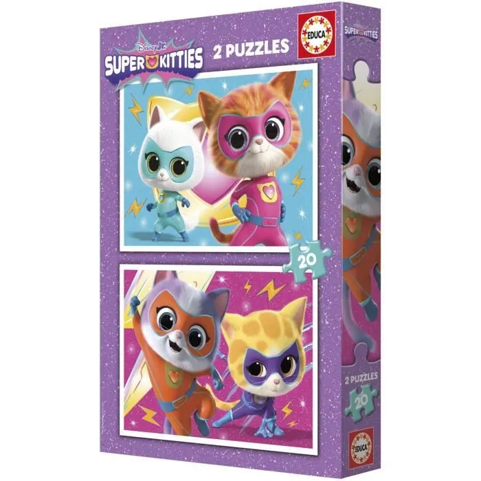 Educa Puzzle SuperKitties 2 x 20 Piezas Multicolor Niños a partir de 3 años AAAQE71908 3