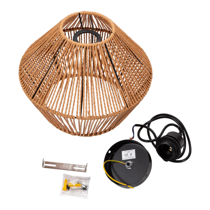 Lámpara Colgante Cuerda Natural Okara SKD-P80002 Diseño Cálido para Salones y Comedores