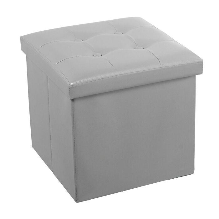 Puff Alexandra House Living Plateado Polipiel 38 x 38 x 38 cm Plegable