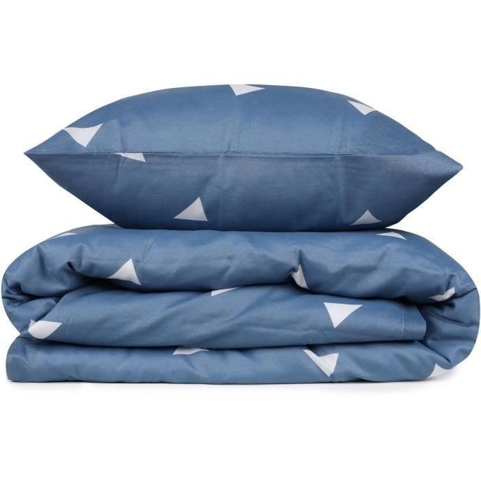 Juego de cama - 1 funda nórdica 220x240 cm + 2 fundas de almohada 60x60 cm - 65% algodón, 35% poliéster - Azul 1 Juego de cama - 1 funda nórdica 220x240 cm + 2 fundas de almohada 60x60 cm - 65% algodón, 35% poliéster - Azul 1