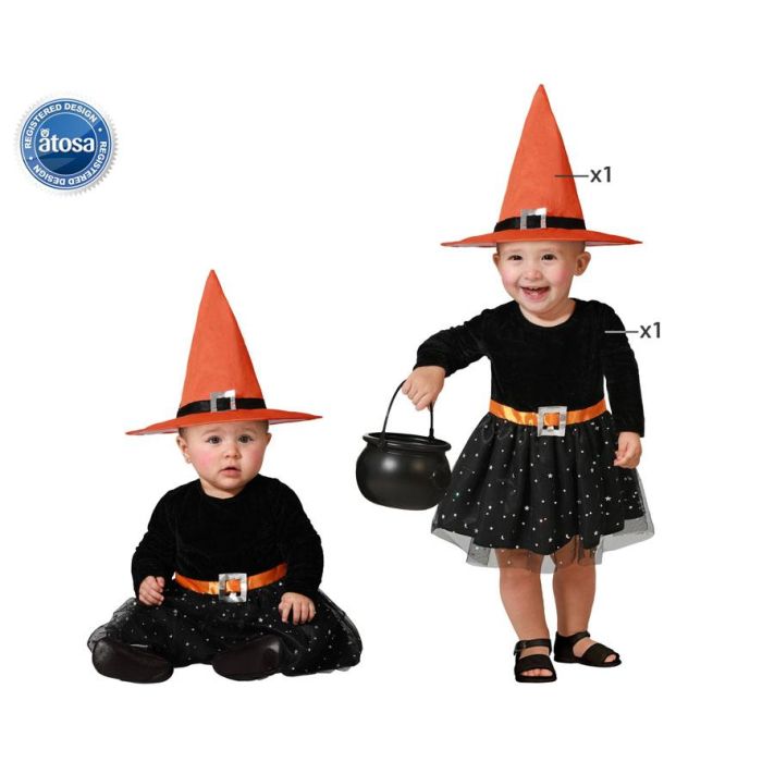 Disfraz Bruja Bebé Naranja Niña Con Sombrero 12-24 Meses Disfraz Bruja Bebé Naranja Niña Con Sombrero 12-24 Meses