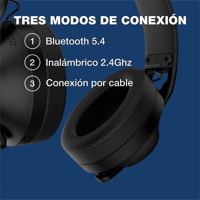 Coolbox Auriculares WB01 Inalámbricos Bluetooth 5.4 con Micrófono Extraíble y RGB - Negro 5