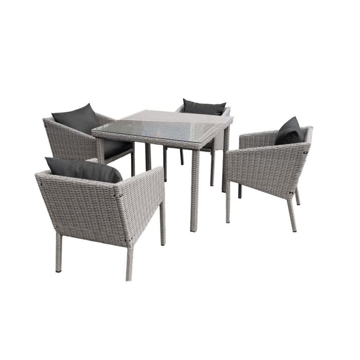 Mesa Terraza Y Jardin DKD Home Decor Gris 90 x 72 x 90 cm Set de 5 1