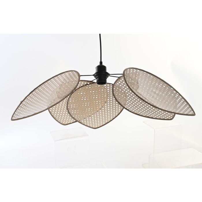 DKD Home Decor Lámpara Techo Balines Ratan Algodón Metal Marrón Negro 64x64x23 cm (2 Unidades) 5