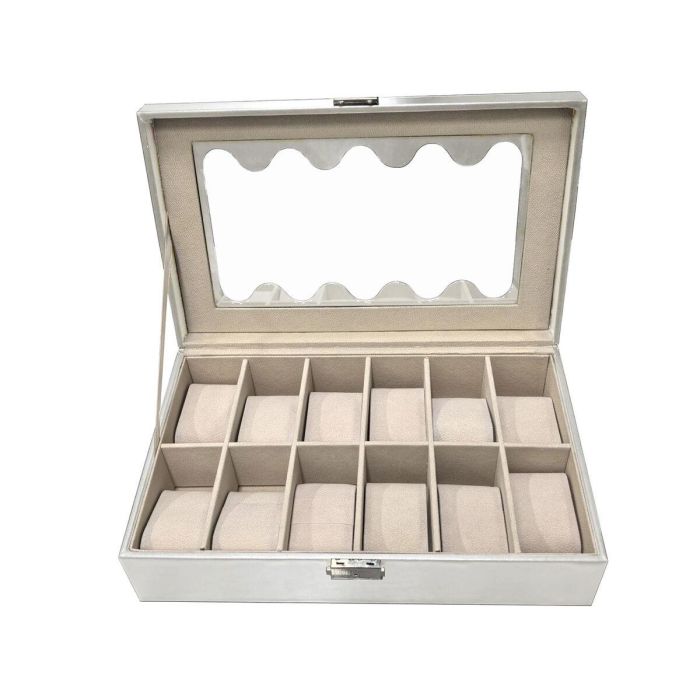 Caja para Relojes Versa Blanco Poliuretano Papel Espejo Madera MDF 20 x 8,5 x 32,5 cm 1 Caja para Relojes Versa Blanco Poliuretano Papel Espejo Madera MDF 20 x 8,5 x 32,5 cm 1