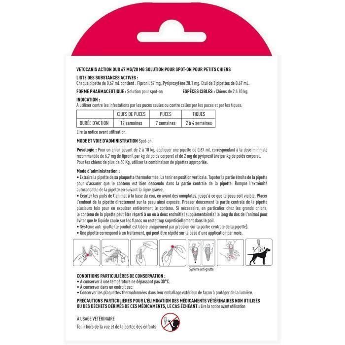 VETOCANIS Control de pulgas y garrapatas Duo Spot on - 2 pipetas - Eficiencia 7 semanas - Para perros pequeños 2 VETOCANIS Control de pulgas y garrapatas Duo Spot on - 2 pipetas - Eficiencia 7 semanas - Para perros pequeños 2