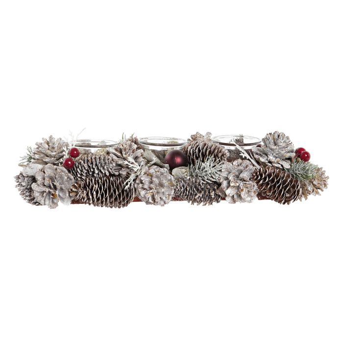 DKD Home Decor Portavela Navidad Alpina Blanco Rojo con Piña y Cristal, Set de 2 Unidades 13x8.5x38 cm para Decoración Festiva del Hogar 2 DKD Home Decor Portavela Navidad Alpina Blanco Rojo con Piña y Cristal, Set de 2 Unidades 13x8.5x38 cm para Decoración Festiva del Hogar 2