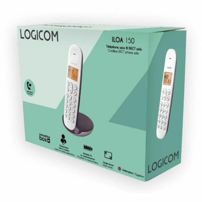 Teléfono fijo inalámbrico - LOGICOM - DECT ILOA 150 SOLO - Berenjena - Sin contestador automático 1