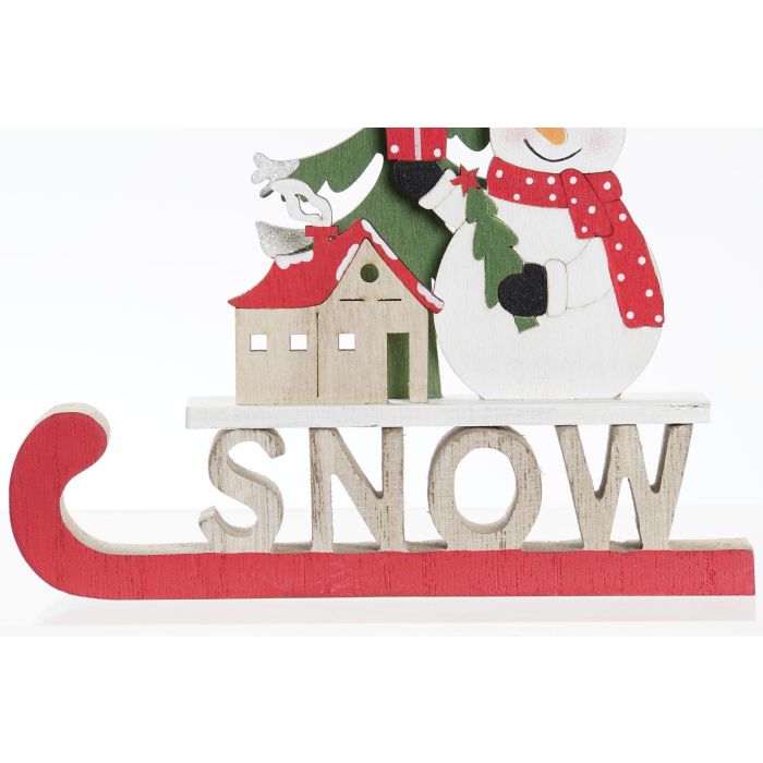 DKD Home Decor Decoración Navidad Tradicional Trineo MDF Rojo Verde Blanco 6 Unidades 19x15.5x2cm 2
