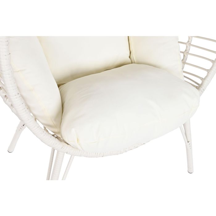 DKD Home Decor Sillón Terraza Jardín Blanco Ratán Sintético Acero con Cojines, Desmontable, 90x65x151 cm, Altura Asiento 47cm 1