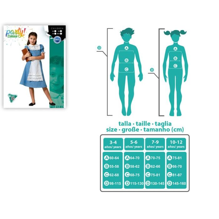 Disfraz Princesa Azul Vestido Niña Con Delantal 10-12 Años 3 Disfraz Princesa Azul Vestido Niña Con Delantal 10-12 Años 3