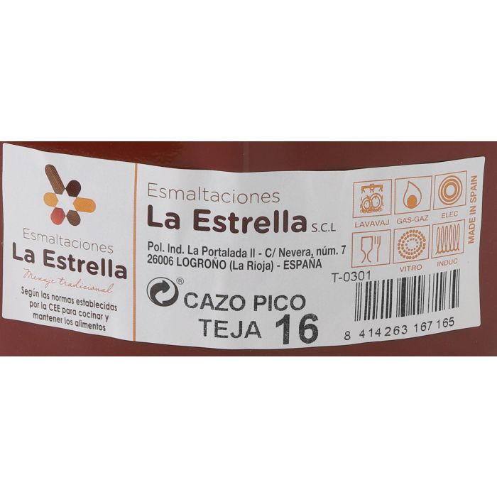 Cazo Pico 16 cm - 1.7L Teja - La Estrella (6 Unidades) 1 Cazo Pico 16 cm - 1.7L Teja - La Estrella (6 Unidades) 1