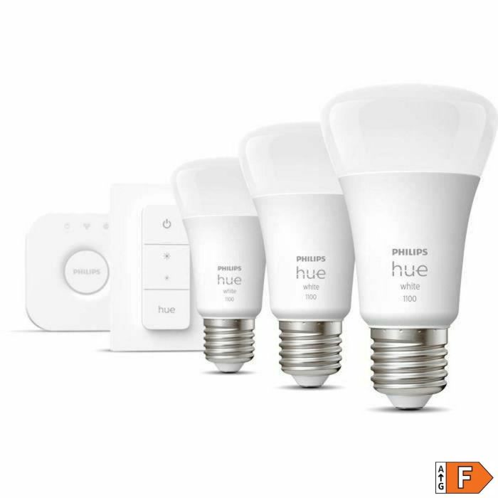 Philips Hue White Starter kit bombillas LED inteligentes 9.5W E27 x3 con control remoto 8 Philips Hue White Starter kit bombillas LED inteligentes 9.5W E27 x3 con control remoto 8