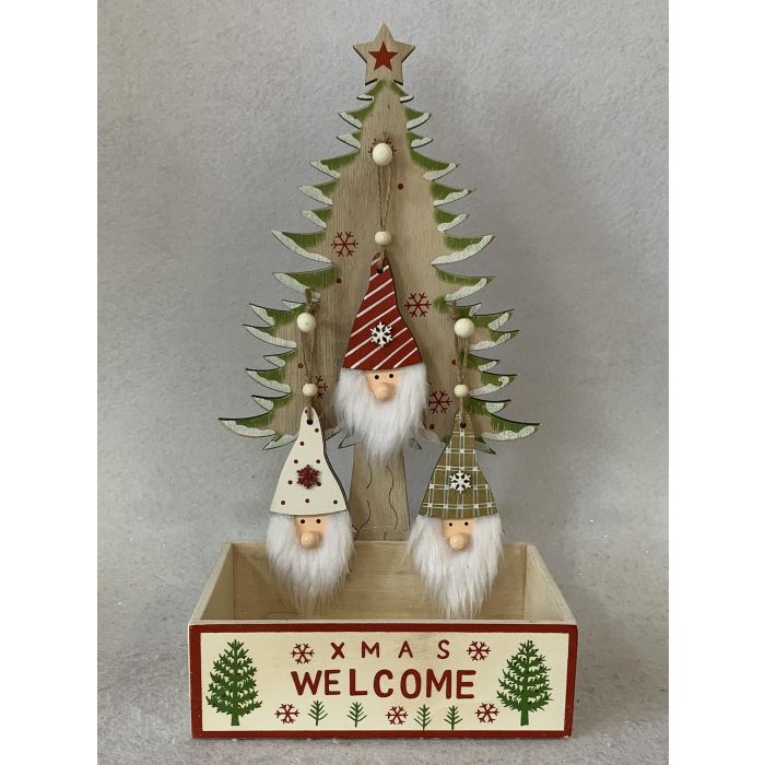 DKD Home Decor Decoración Colgante Navidad Tradicional Madera Marrón Verde Blanco Rojo Santa 12 Unidades