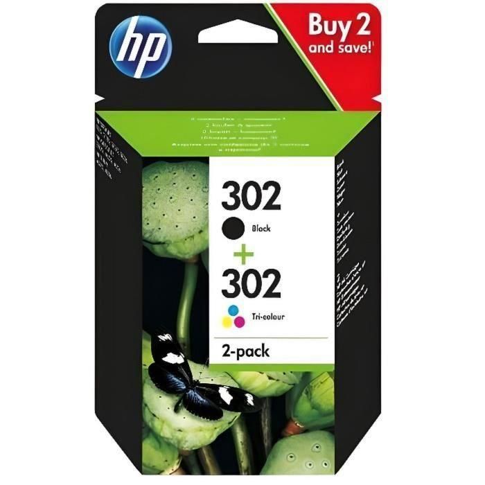 HP Tinta Negro + Tricolor C-M-Y para Officejet 3830 - Pack 4 Colores 302 F6U66Ae + F6U65Ae 0 HP Tinta Negro + Tricolor C-M-Y para Officejet 3830 - Pack 4 Colores 302 F6U66Ae + F6U65Ae 0