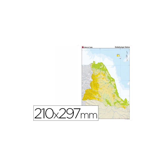 Teide Mapa mudo color Din A4 Cataluña físico 0 Teide Mapa mudo color Din A4 Cataluña físico 0
