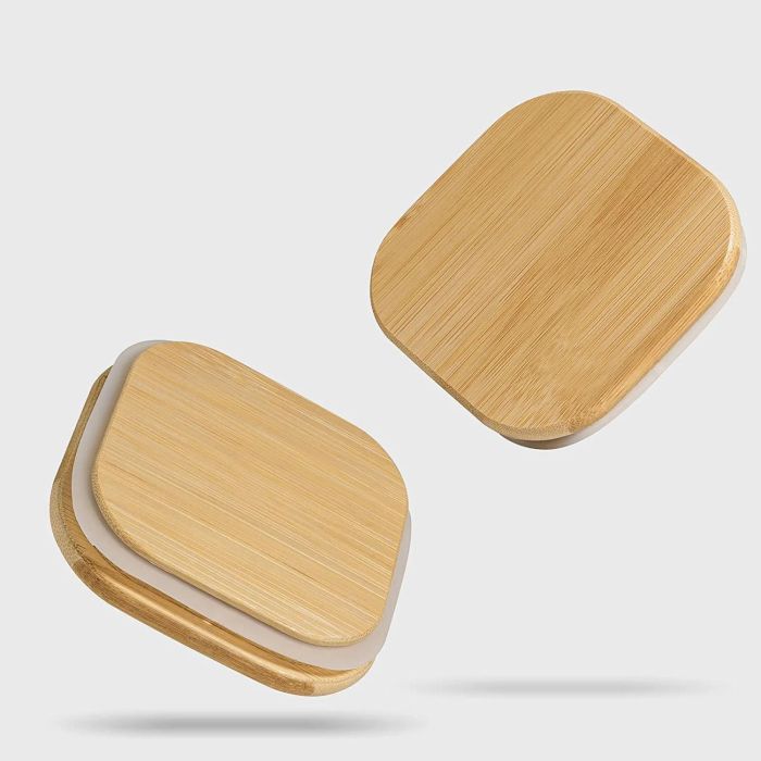 Quttin Tarro Boro cuadrado de bambú 8 x 11 cm - Bote de cocina hermético 480 ml (12 Unidades) 13