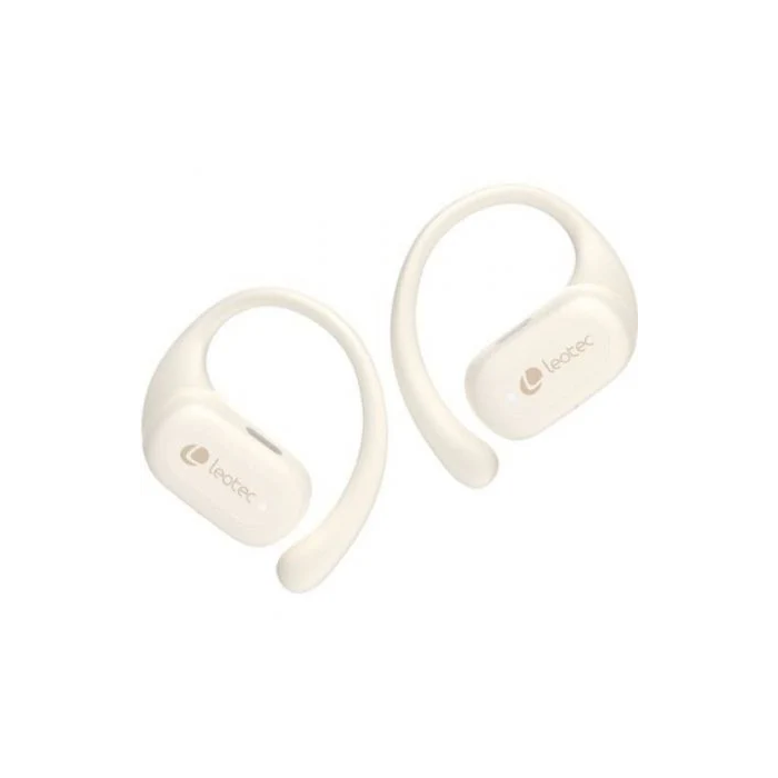Leotec Auriculares Deportivos Bluetooth Open Air Zenith Sport Beige | Autonomía 6.5h | IPX5 | Estuche Carga