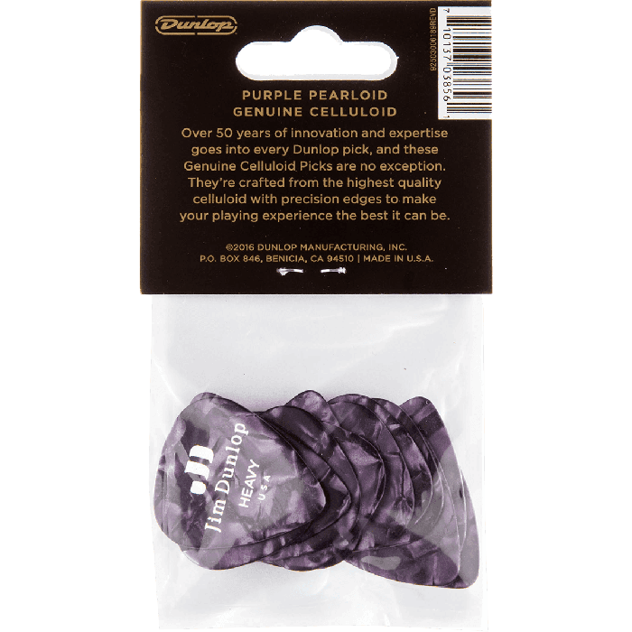 Dunlop Pack 12 Púas Genuine Celluloid Púrpura Perlado - Heavy 4 Dunlop Pack 12 Púas Genuine Celluloid Púrpura Perlado - Heavy 4