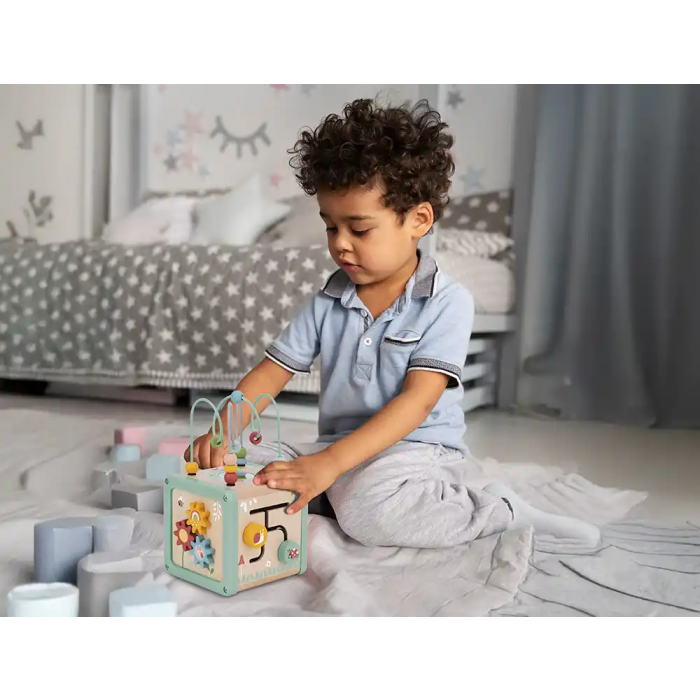 Imaginovo Juego Infantil Cubo de Actividades de Madera +18 Meses 15,5x15,5x28cm 5