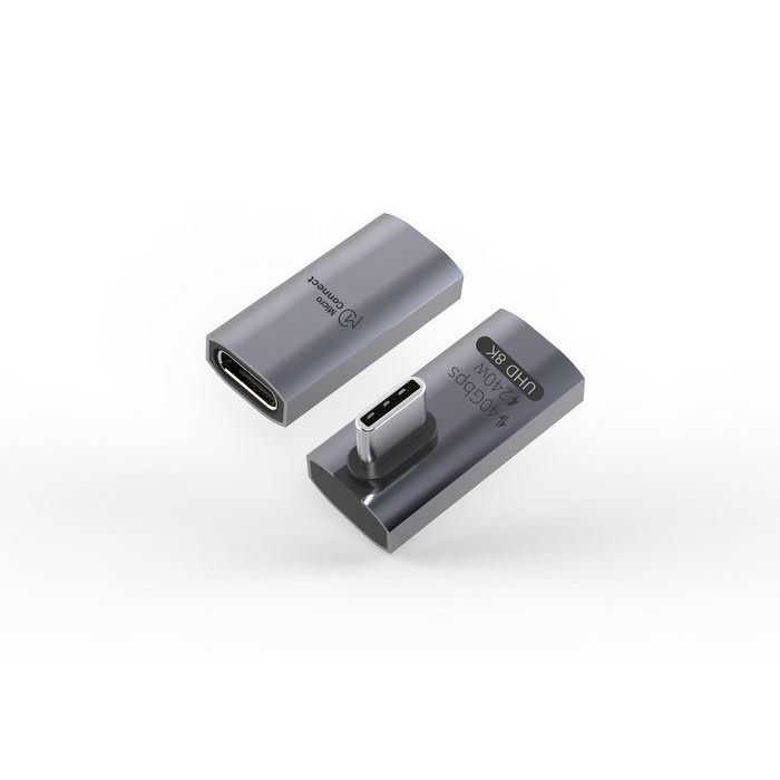 MicroConnect Adaptador USB-C Macho a Hembra en Ángulo 240W 40Gbps USB4 Gen 3x2 8K UHD 60Hz MicroConnect Adaptador USB-C Macho a Hembra en Ángulo 240W 40Gbps USB4 Gen 3x2 8K UHD 60Hz