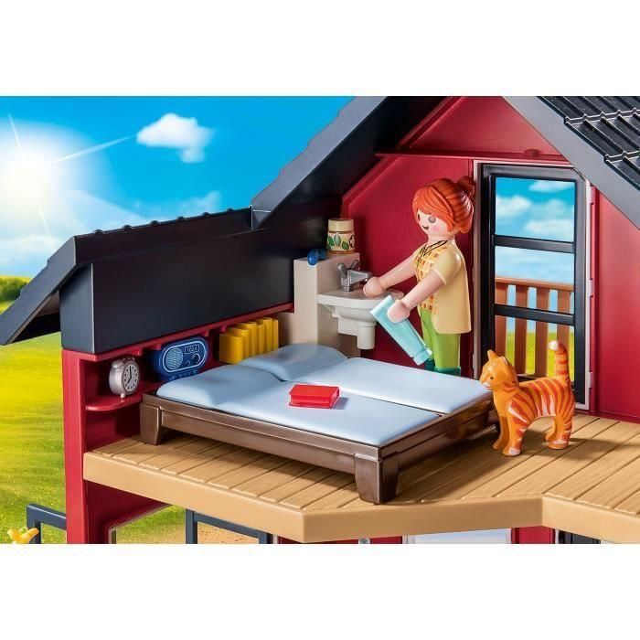 Casa de campo amueblada con zona de estar y dormir, con carretilla y vaca playmobil country 4 Casa de campo amueblada con zona de estar y dormir, con carretilla y vaca playmobil country 4