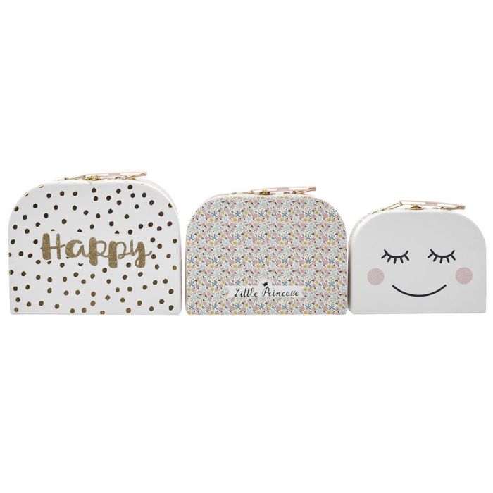 Home Deco Kids Juego de 3 Maletas de Cartón para Niños con Estampados y Asa de Transporte 2