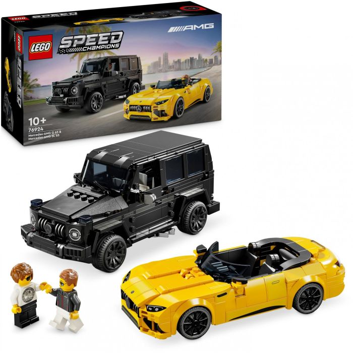LEGO 76924 Speed Champions Mercedes-AMG G 63 y SL 63 - Pack Doble Coches de Juguete Construible Negro y Amarillo 14