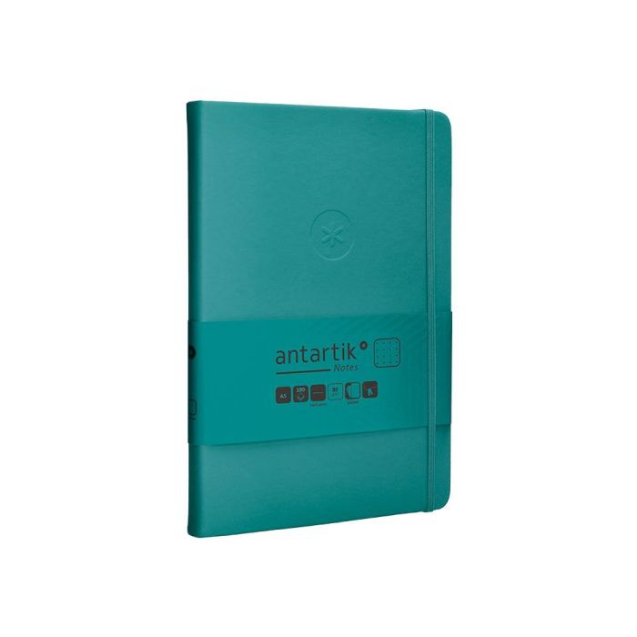 Cuaderno Con Gomilla Antartik Notes Tapa Dura A5 Hojas Puntos Verde Aguamarina 100 Hojas 80 gr Fsc 4