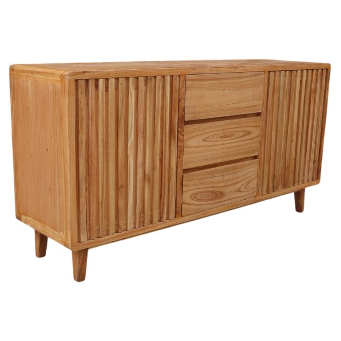 DKD Home Decor Buffet Scandi de Madera de Mindi, Aparador o Mueble de Almacenaje Nórdico para Salón y Comedor - 160x45x82 cm