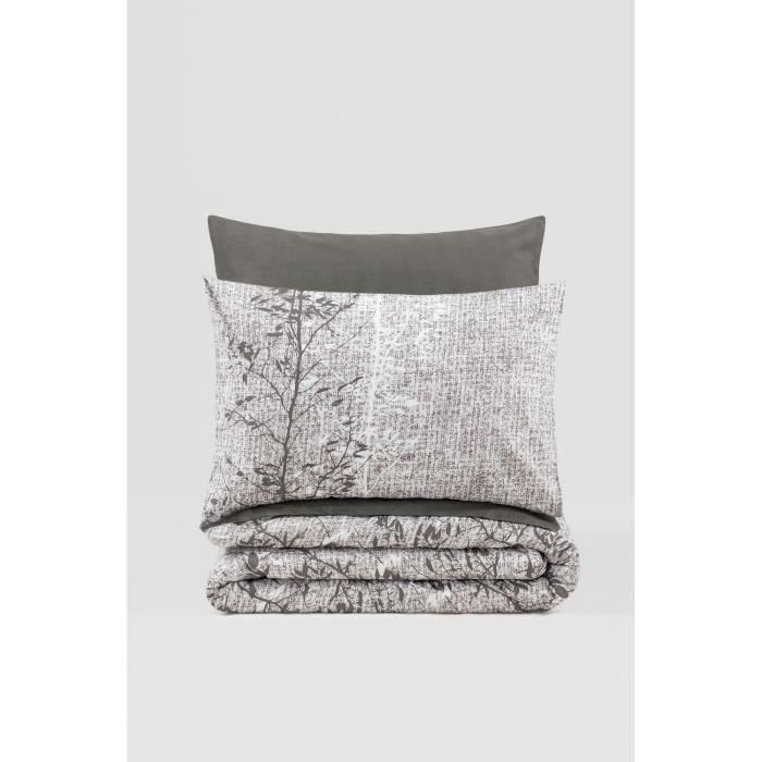 Juego de cama - 1 funda nórdica 220x240 cm + 2 fundas de almohada 60x60 cm - 100% algodón - Marrón 2 Juego de cama - 1 funda nórdica 220x240 cm + 2 fundas de almohada 60x60 cm - 100% algodón - Marrón 2