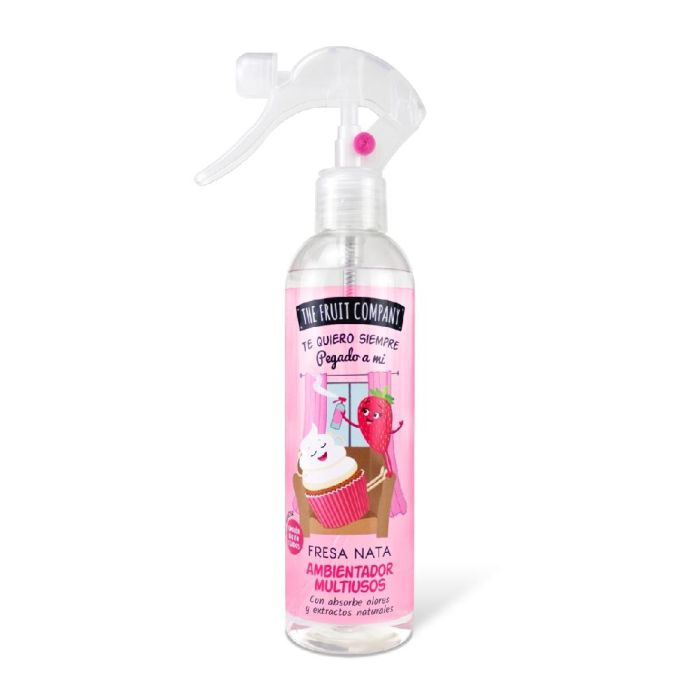The Fruit Company Ambientador Spray Fresa Nata 250ml | Con Pistola | Absorbe Olores, No Mancha | Larga Duración para Tejidos, Hogar, Baño, Mascotas