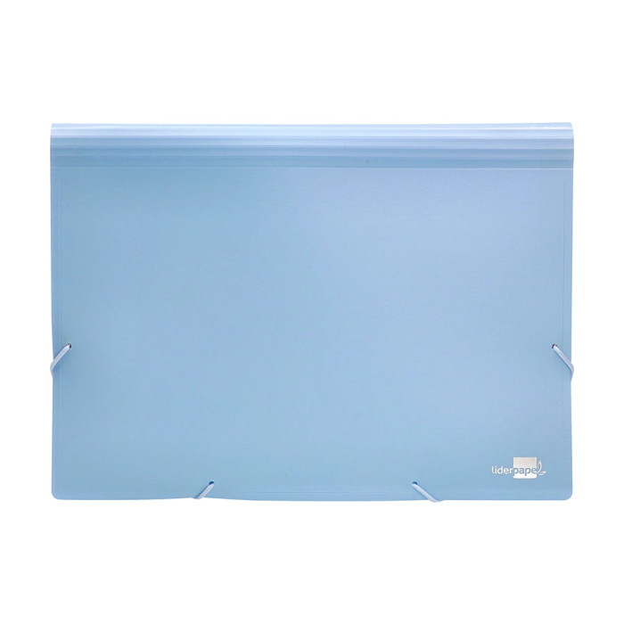 Liderpapel Carpeta Clasificador Fuelle Polipropileno DIN A4 Celeste Opaco 13 Departamentos con Cierre de Gomas 1