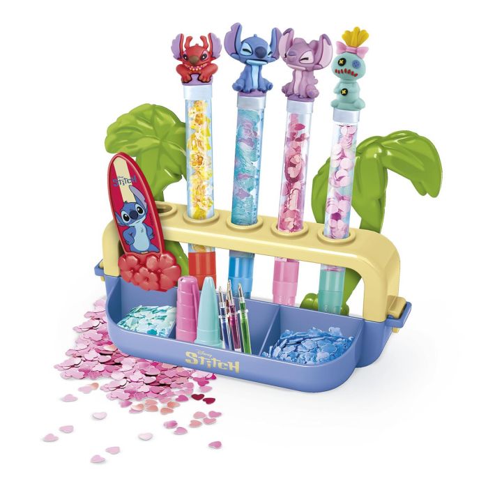 Clementoni Laboratorio de Bolígrafos Temático Stitch. Incluye 5 bolígrafos de personajes. Edad 6+ años. Requiere 6 pilas AAA. 1