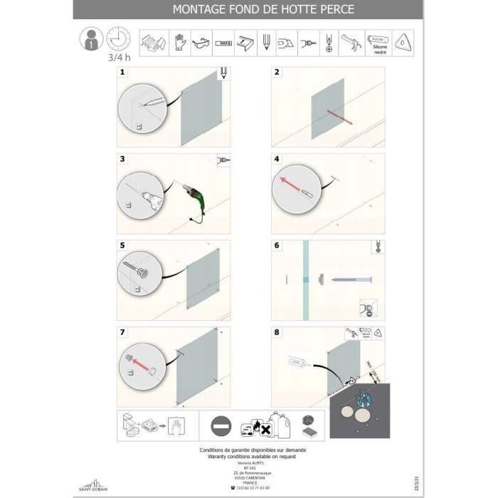 Base de campana de vidrio esmaltado negro Saint-Gobain 45x90 1