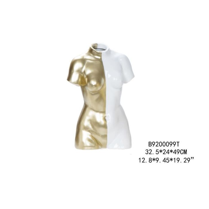 DKD Home Decor Figura Decorativa Busto Clásico Moderno de Resina Dorado y Blanco 19 x 50 x 32 cm