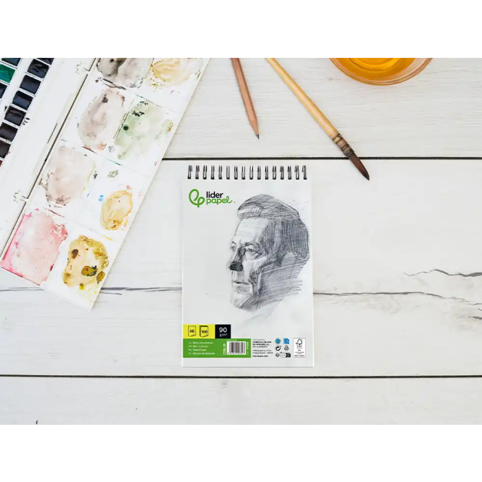 Liderpapel Bloc Dibujo Esbozos Espiral DIN A6 105x148mm 100 Hojas 90gr/m2 6
