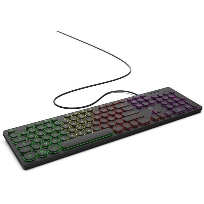 Mobility Lab ML306858 Teclado con Cable e Iluminación RGB, con Teclas Redondas, Distribución AZERTY, Color Negro 2 Mobility Lab ML306858 Teclado con Cable e Iluminación RGB, con Teclas Redondas, Distribución AZERTY, Color Negro 2