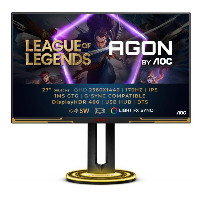 AOC AG275QXL Monitor Gaming 27" Quad HD IPS 170Hz 1ms FreeSync Premium G-SYNC DisplayHDR 400