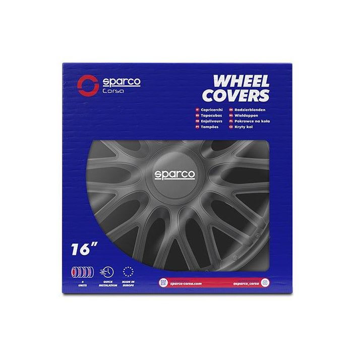 Sparco Tapacubos Roma Negro 16" SPC1696BK 4 Unidades 4 Sparco Tapacubos Roma Negro 16" SPC1696BK 4 Unidades 4