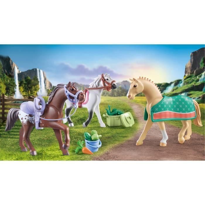 PLAYMOBIL 71356 3 caballos Morgan, Cuarto de Milla y Shagya - Caballos de la Cascada - A partir de 5 años 1