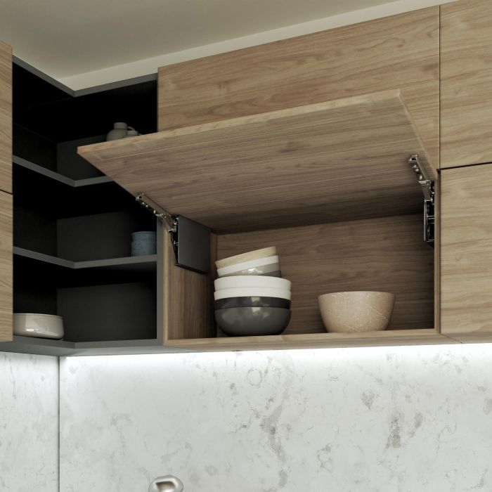 Emuca Compás para puertas elevables Altius Lift, Fuerza 560-1800 (low=L), Acero y plástico, Gris antracita 1