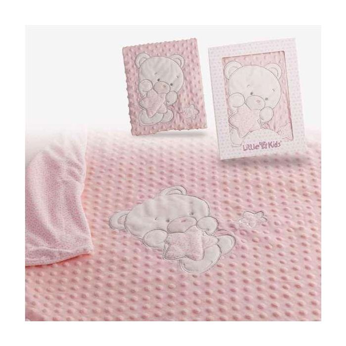 Creaciones Llopis Manta Doble con Bordado de Oso, Color Rosa, Medidas 100x75 cm, Confeccionada en Poliéster, Presentada en Cajita Regalo 1 Creaciones Llopis Manta Doble con Bordado de Oso, Color Rosa, Medidas 100x75 cm, Confeccionada en Poliéster, Presentada en Cajita Regalo 1