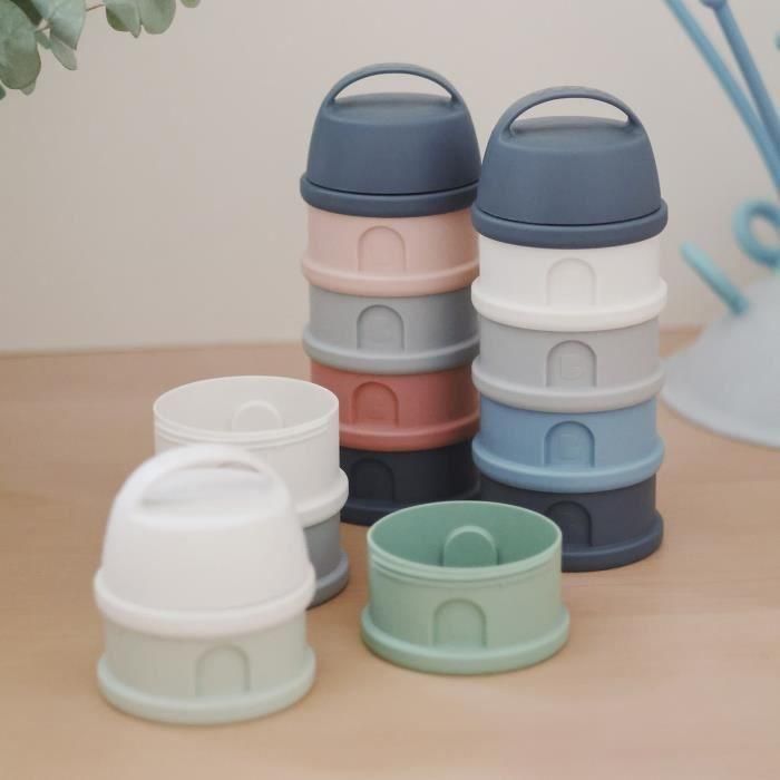 Beaba BEABOITEDOSEUSER, Caja de dosser, 4 compartimentos, Mineral Grey / Pink 1