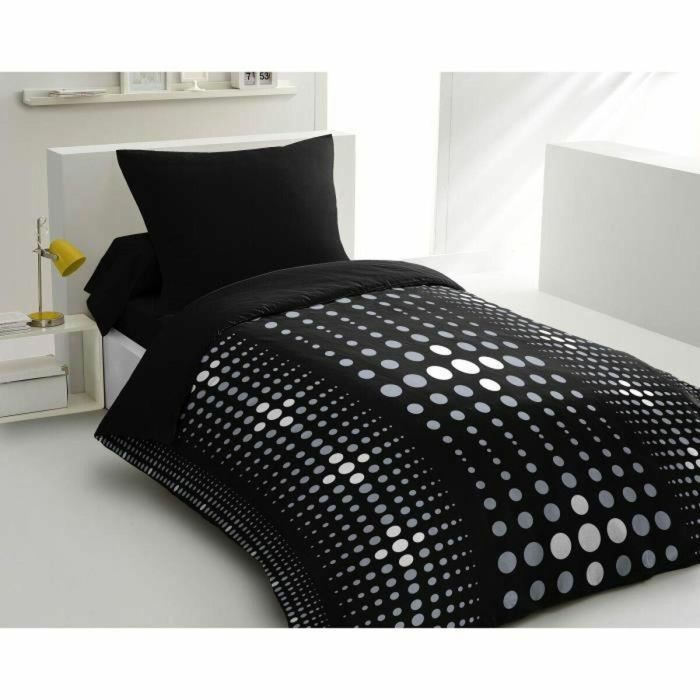 Home Linge Passion HOM3701393708326 - Juego Funda Nórdica Microfibra Steevy Décimo 140x200 cm + Funda Almohada 63x63 cm - Negro