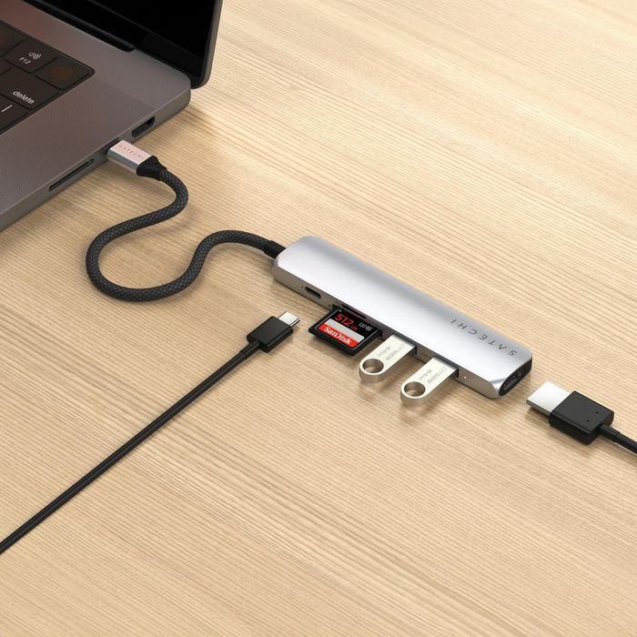 Satechi Adaptador Multipuerto USB-C Slim 6 en 1 - 4K HDMI, Gigabit Ethernet, 3x USB-A, Carga PD 100W, 10 Gbps, Plata 6 Satechi Adaptador Multipuerto USB-C Slim 6 en 1 - 4K HDMI, Gigabit Ethernet, 3x USB-A, Carga PD 100W, 10 Gbps, Plata 6