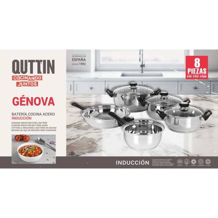 Geno Batería de Cocina 8 Piezas Acero Inoxidable Inducción 3
