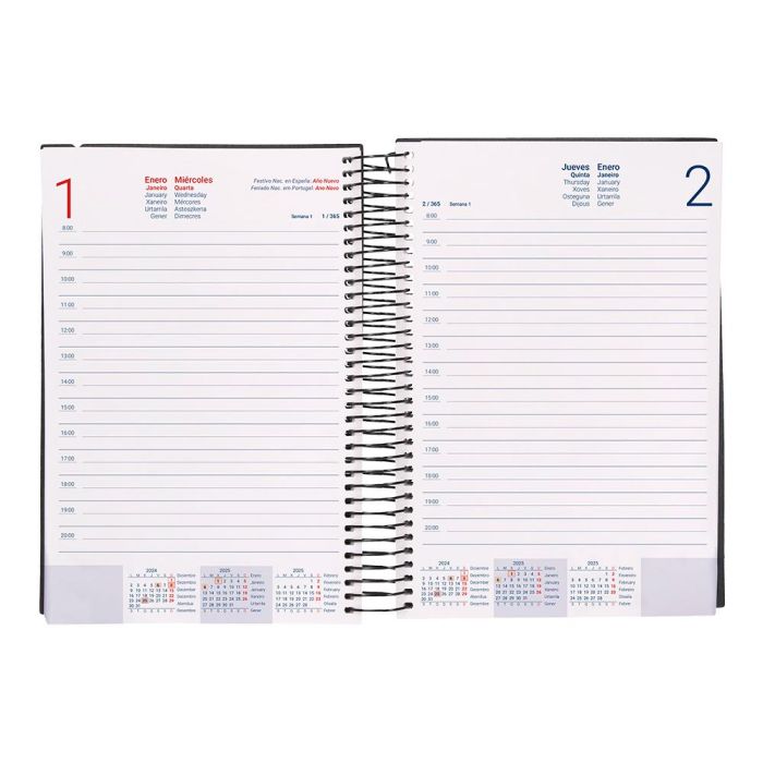 Agenda Espiral Liderpapel Olbia A5 2025 Dia Pagina Color Negro Papel 60 gr 8