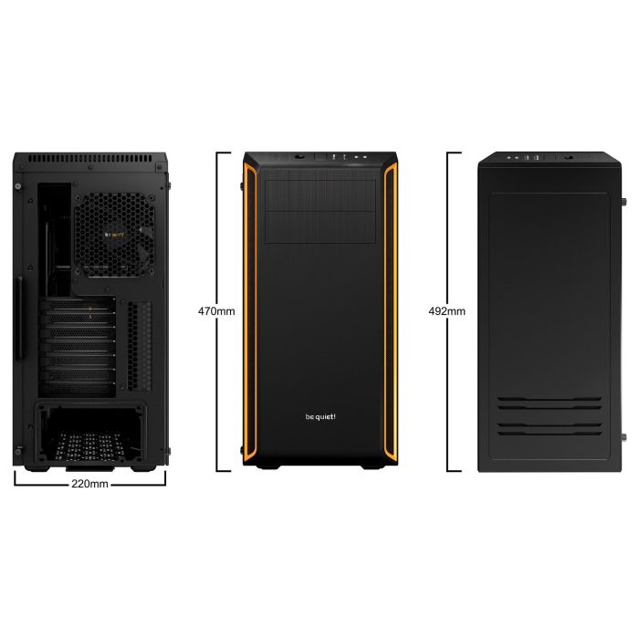 be quiet! PURE BASE 600 Naranja Negro Midi Tower con Ventana Lateral para Juego 3