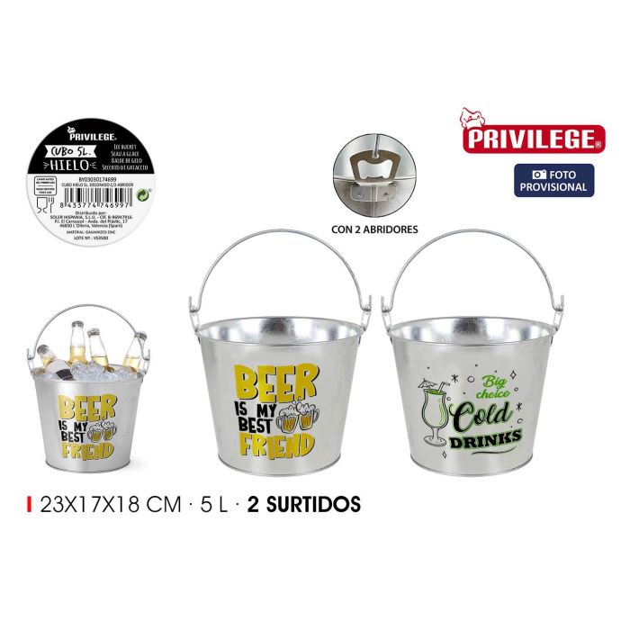 Privilege Cubo de Hielo 5L Decorado con Abridor, 17x21.5x26 cm (12 Unidades) 0 Privilege Cubo de Hielo 5L Decorado con Abridor, 17x21.5x26 cm (12 Unidades) 0